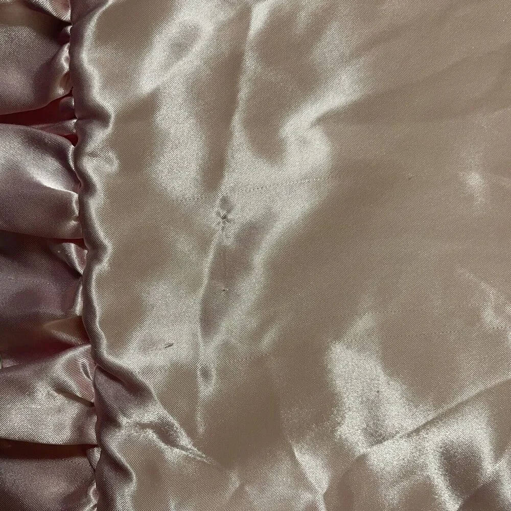 Carter's Pink Rosette Swirl Baby Blanket Satin Ruffle Trim Back Security Lovey